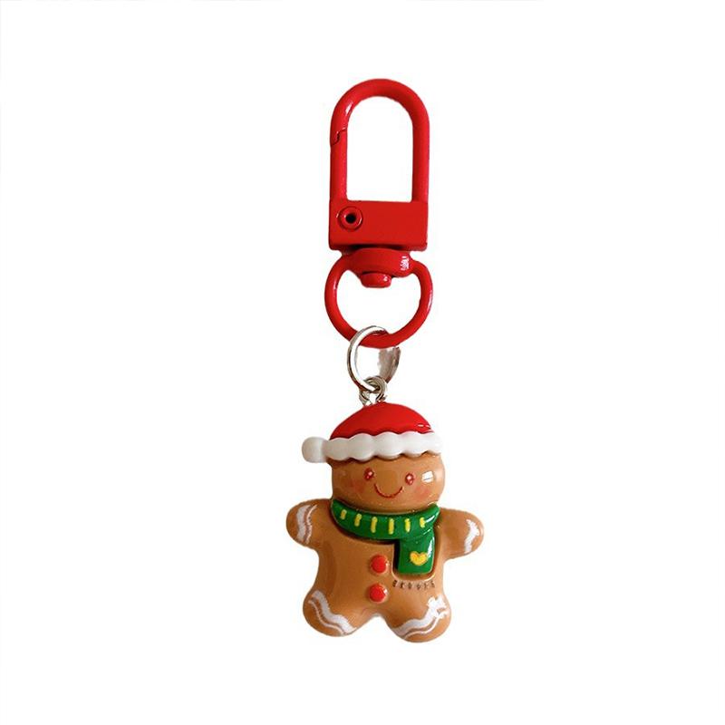 1PC Cartoon Shape Xmas Key Rings For Friends Key Holders Holiday Bag Pendants Part Resin Gifts Multiple Options Available