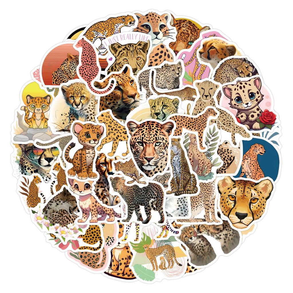 60 Cheetah Graffiti Animal Stickers for DIY Planner, Water Bottle, and Suitcase Decoration