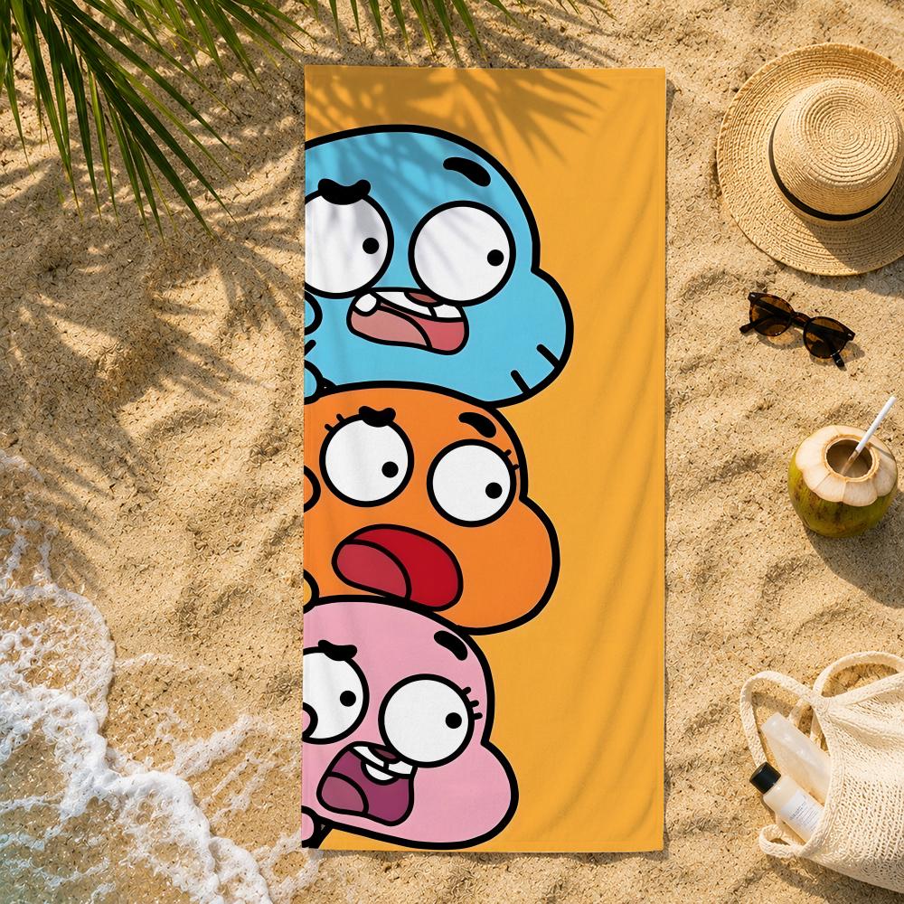 Забавное Полотенце The Amazing World Of Gumballs, Ультратонкое Волокно, Быстросохнущее, Впитывающее Полотенце, Пляжное, Для Плавания, Для Отпуска, Пляжное Полотенце