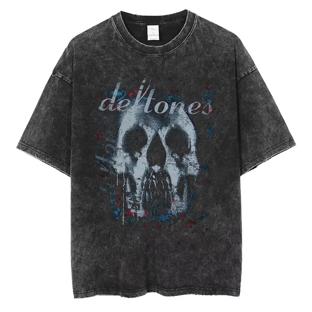 Стирка Винтаж Альтернатива Хэви-метал Рок-группа Deftones Личная Музыка Змея Графический Принт Футболка Мужская Женская Хлопок Оверсайз Футболки