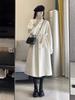 Женское шерстяное пальто с лацканами в стиле Хепберн - Длинный рукав, Свободный крой, Средняя длина, Зимняя мода