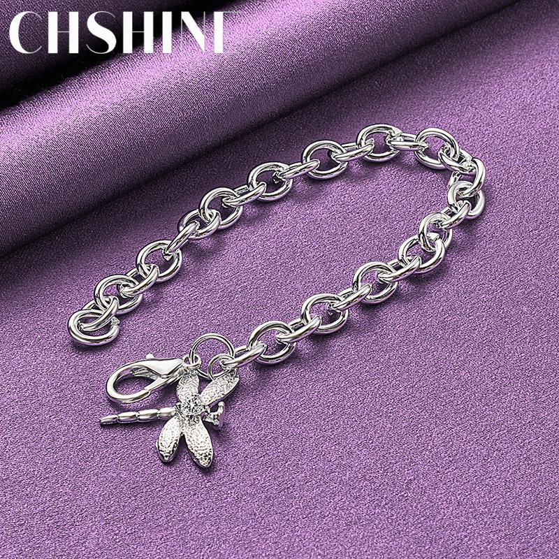 CHSHINE 925 Sterling Silver Dragonfly Chain Bracelet For Women Wedding Party Fashion Charm Jewelry