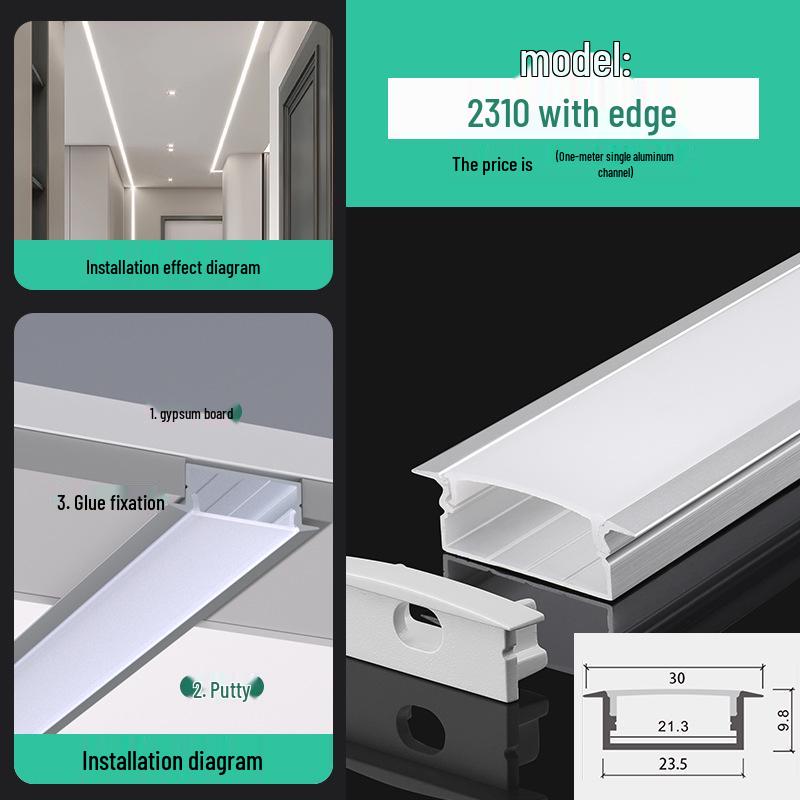 Seamless Linear Recessed LED Light Channel - Aluminum Strip Slot Design