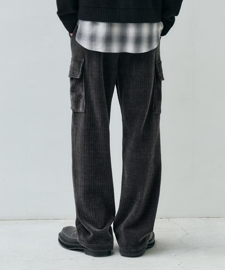 MINAV Cargo Velvet Corduroy Pants [Charcoal]