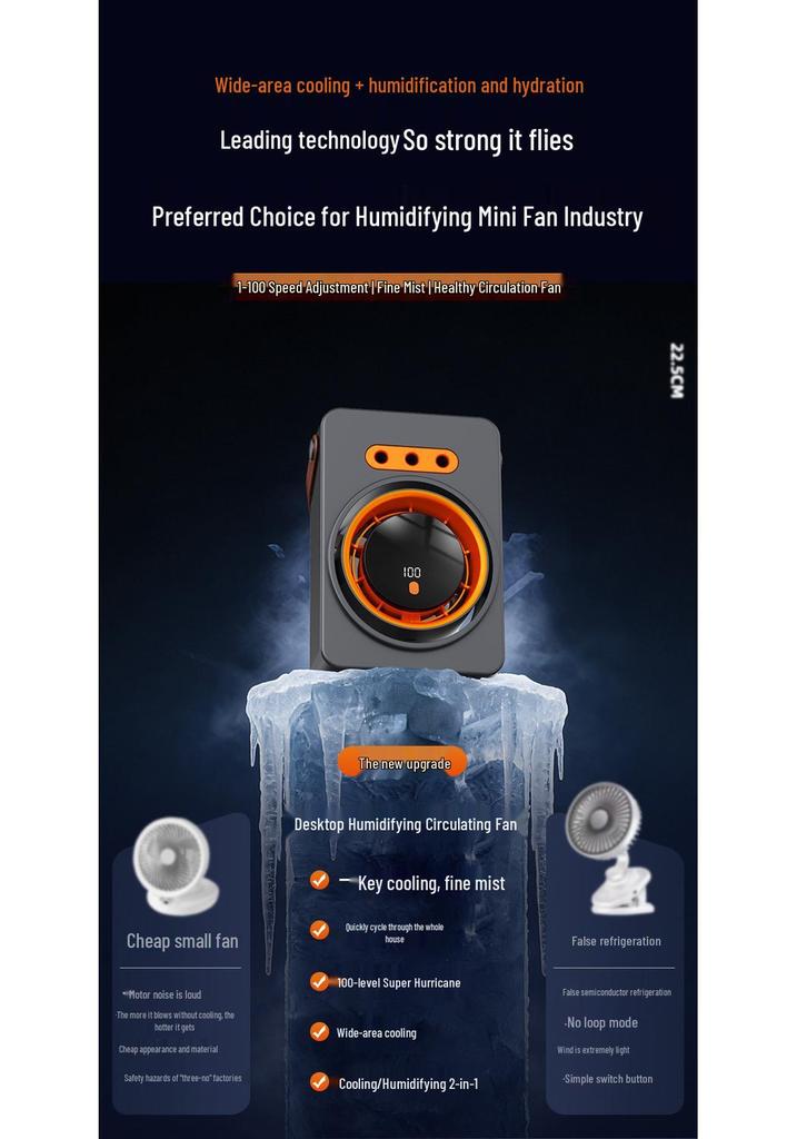USB Charging Wall-Mounted & Desktop Fan with Humidifying Spray