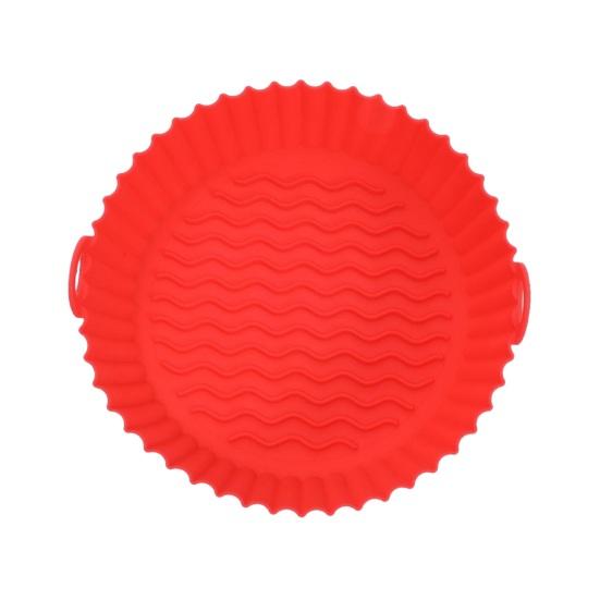 Силиконовый вкладыш для аэрофритюрницы с ручками Круглые складные коврики для выпечки, жарки, приготовления на пару Пищевой антипригарный