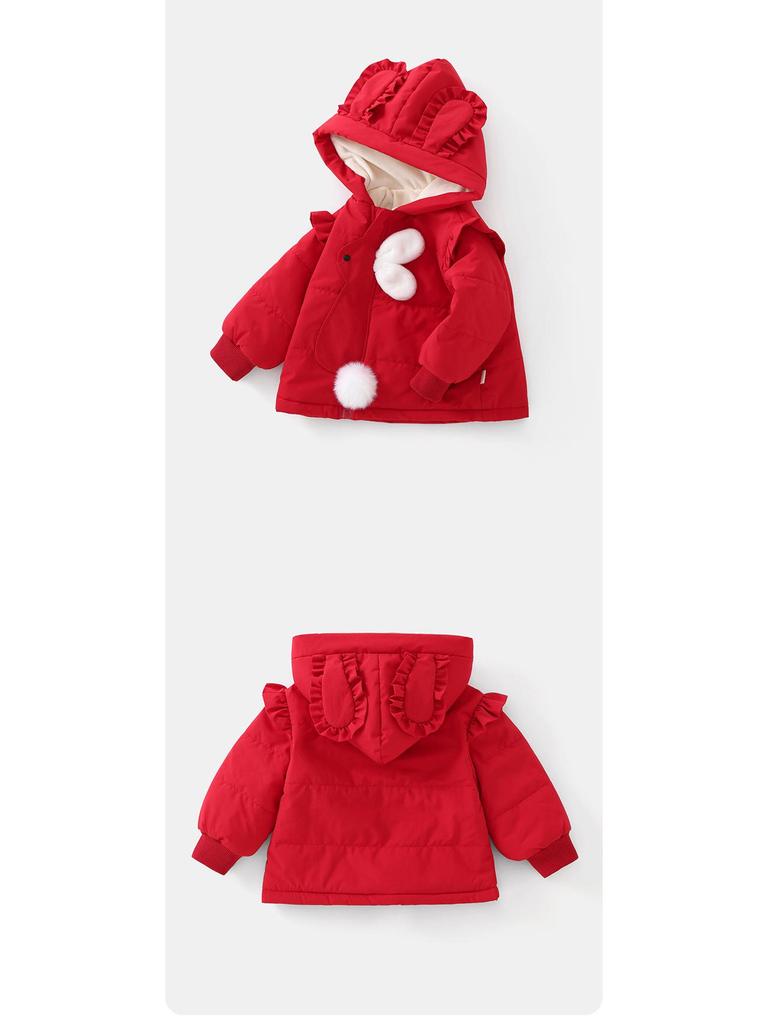 DUUDUU 2025 New Red Thickened Infant Girls' Winter Cotton Jacket Outerwear