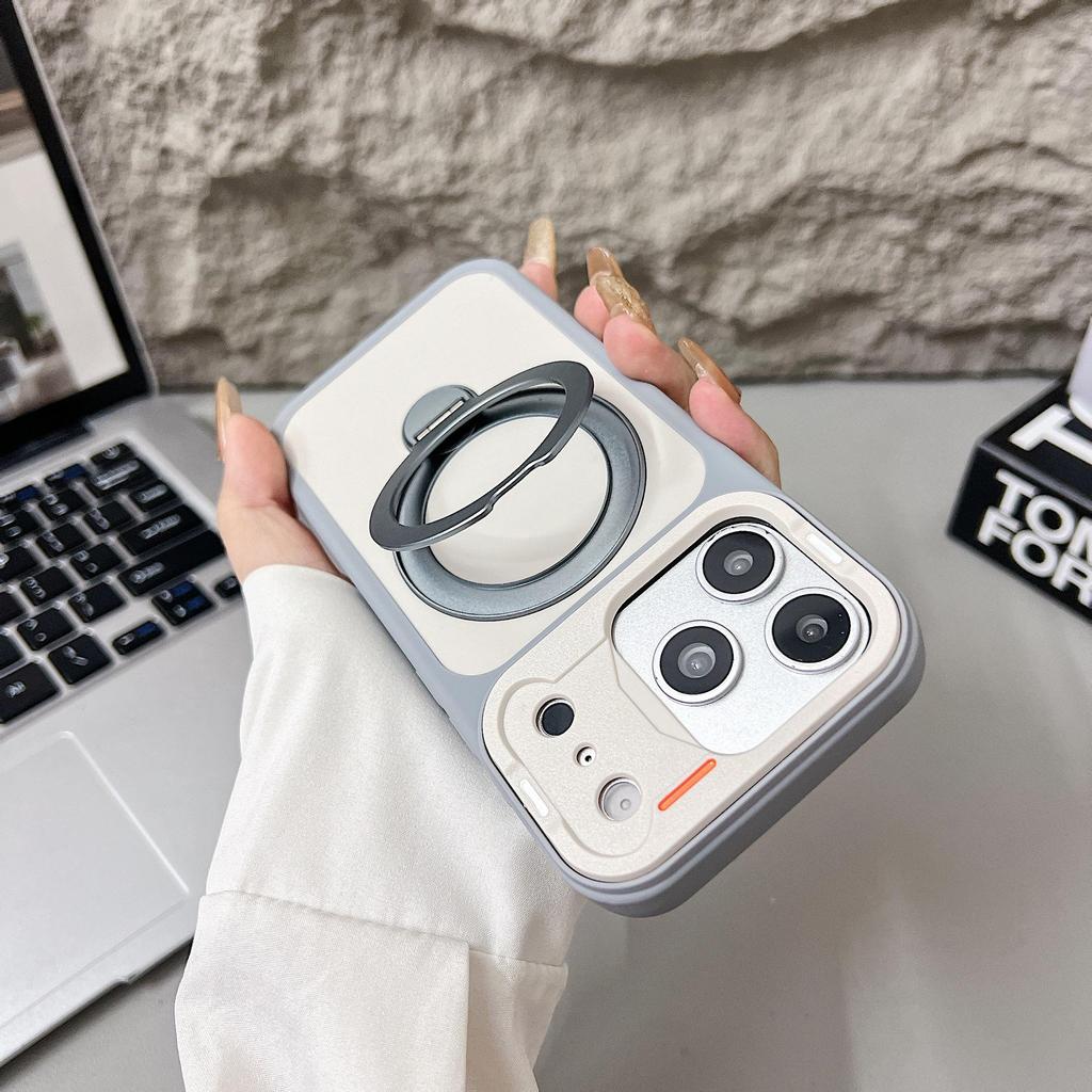 Поворотный на 360° чехол-подставка для iPhone 17 Pro Max, Контрастные цвета, Магнитный, Защита от падений для Apple 16.