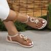 Fashion Shoes for Women 2024 Hot Sale Pinch Toe Women Sandals Summer Rome Flower Decoration Solid Solft Sole Light Casual Beach Sandals