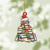 2d Acrylic Flat Printing Books Pendant Home Tree Window Hanging Decor Gift For Book Lovers Creative Book Christmas Tree Ornament