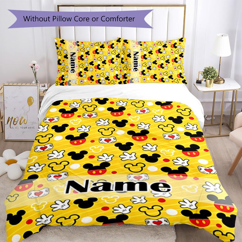 3pcs Mickey13 Cover Set - Personalized Name, HD Printed Bedding with 1 Cover and 2 Pillowcases - Perfect for Home Decor, Easy Care
