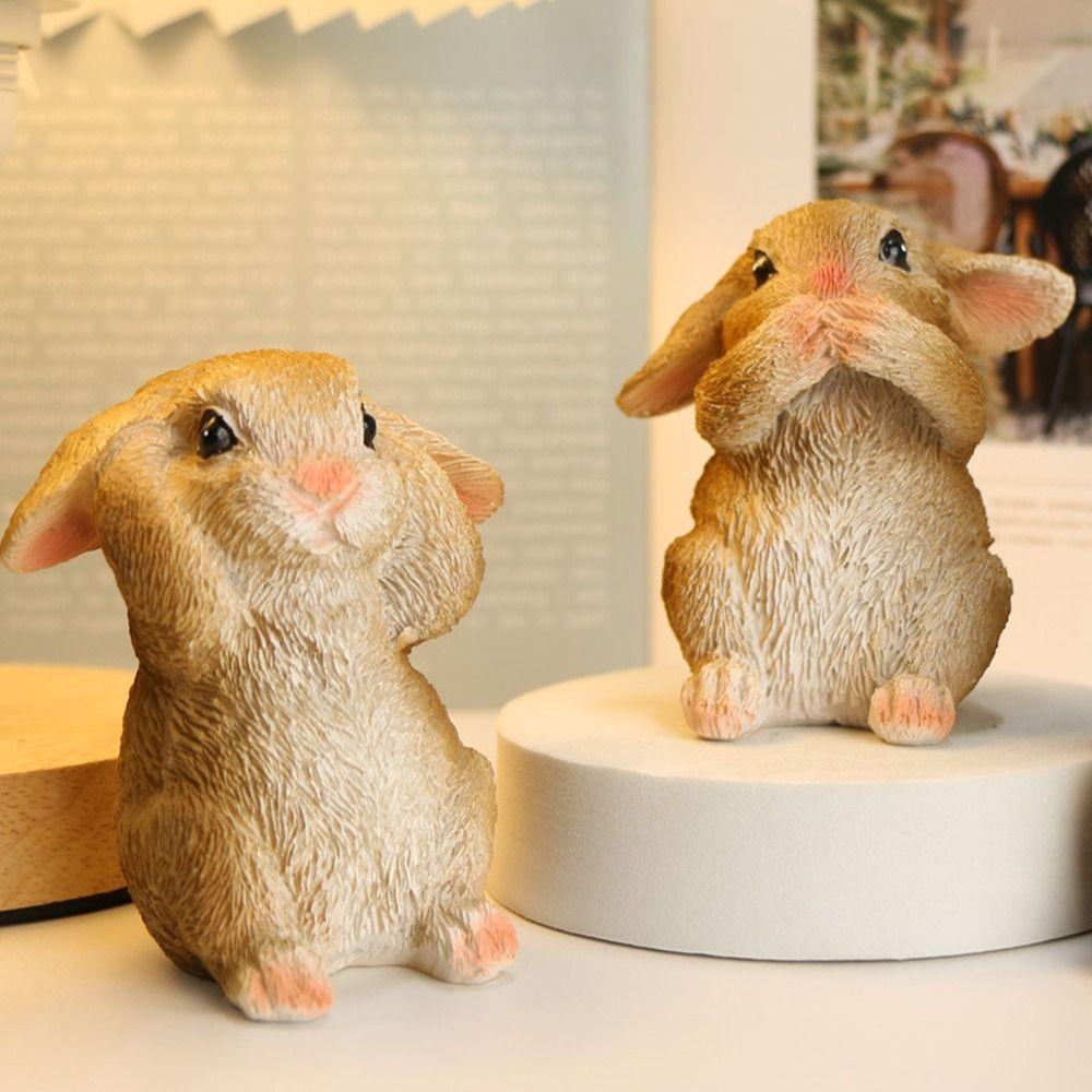 3 шт./набор из смолы, фигурка пасхального кролика, милый кролик, настольное украшение, скульптура кролика, фермерский двор