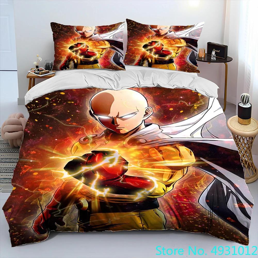 ONE PUNCH MAN Anime Cartoon Bedding Set Duvet Cover Bed Set Quilt Cover Pillowcase,king Queen Size Bedding Set Kids Gift