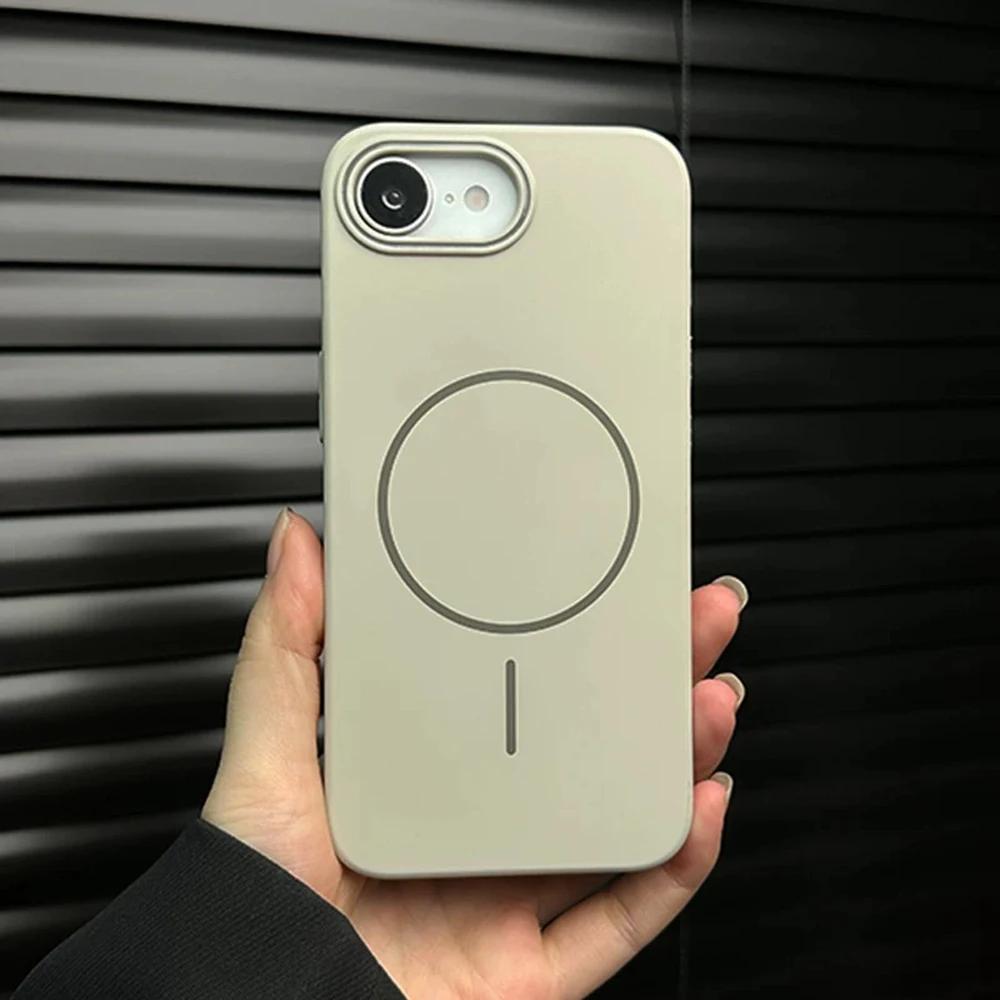 Для MagSafe Магнитный Чехол для Телефона Конфетного Цвета Для iPhone 17 16 15 14 Plus 13 12 Mini 11 Pro MAX X Беспроводная Зарядка Матовый Жесткий Funda