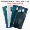 10 шт. для Xiaomi Redmi Note 9S, задняя крышка батареи, стеклянная панель, задняя дверь Note 9 Pro Note 10 Lite, корпус, замена объектива камеры