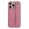 For iPhone 14 Pro Case with Card Slot Wristband Kickstand PU Leather+PET Phone Cover