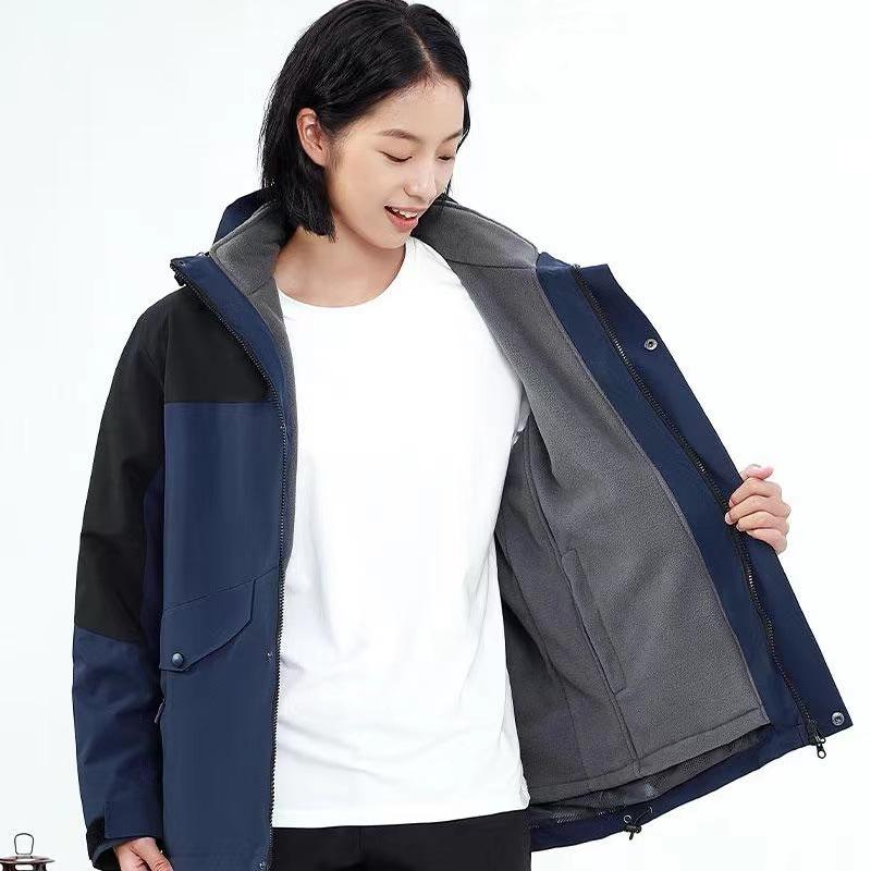 Женские и мужские 3 в 1 водонепроницаемые зимние куртки теплая ветровка уличное пальто термофлисовая подкладка капюшон флисовая подкладка теплая рабочая одежда большой карман