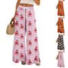 Женские летние брюки палаццо в стиле бохо с высокой талией и широкими штанинами, с принтом на Хэллоуин, повседневные брюки с карманами