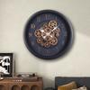 18-inch 45CM Creative Dynamic Gear Clock Living Room Nordic Retro Wall Clock Decoration Modern American Wood Grain Clock