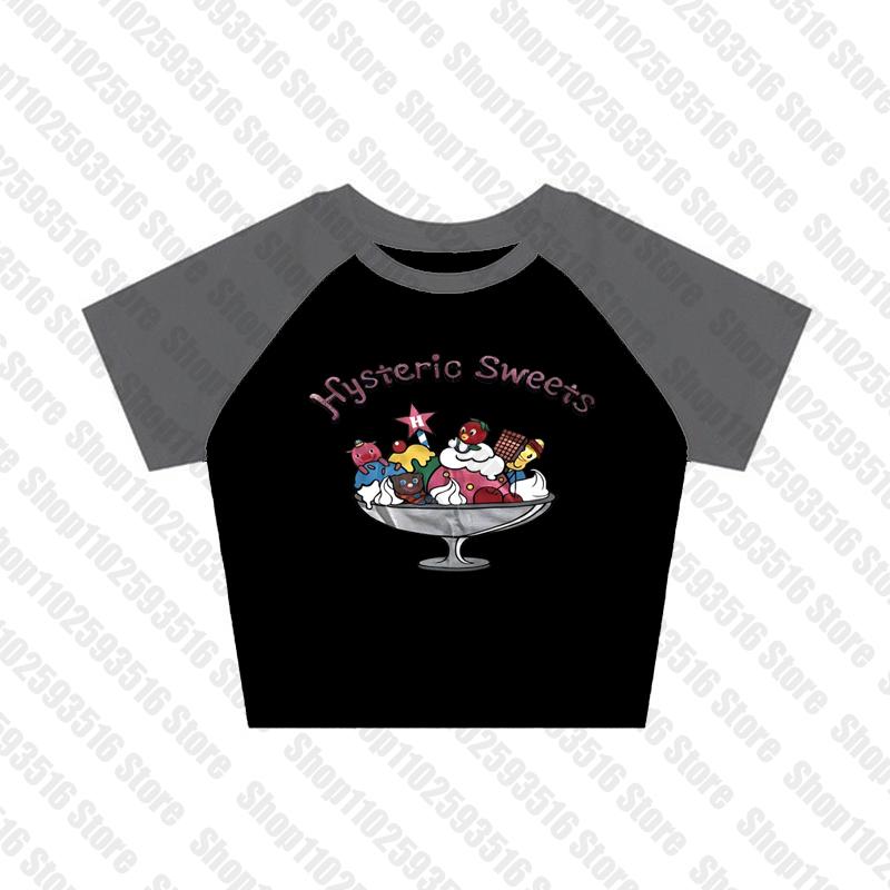Футболка с принтом букв Y2K Vintage High Street Aesthetic, укороченный топ 2000-х годов, летняя одежда в стиле панк с коротким рукавом, повседневная уличная футболка