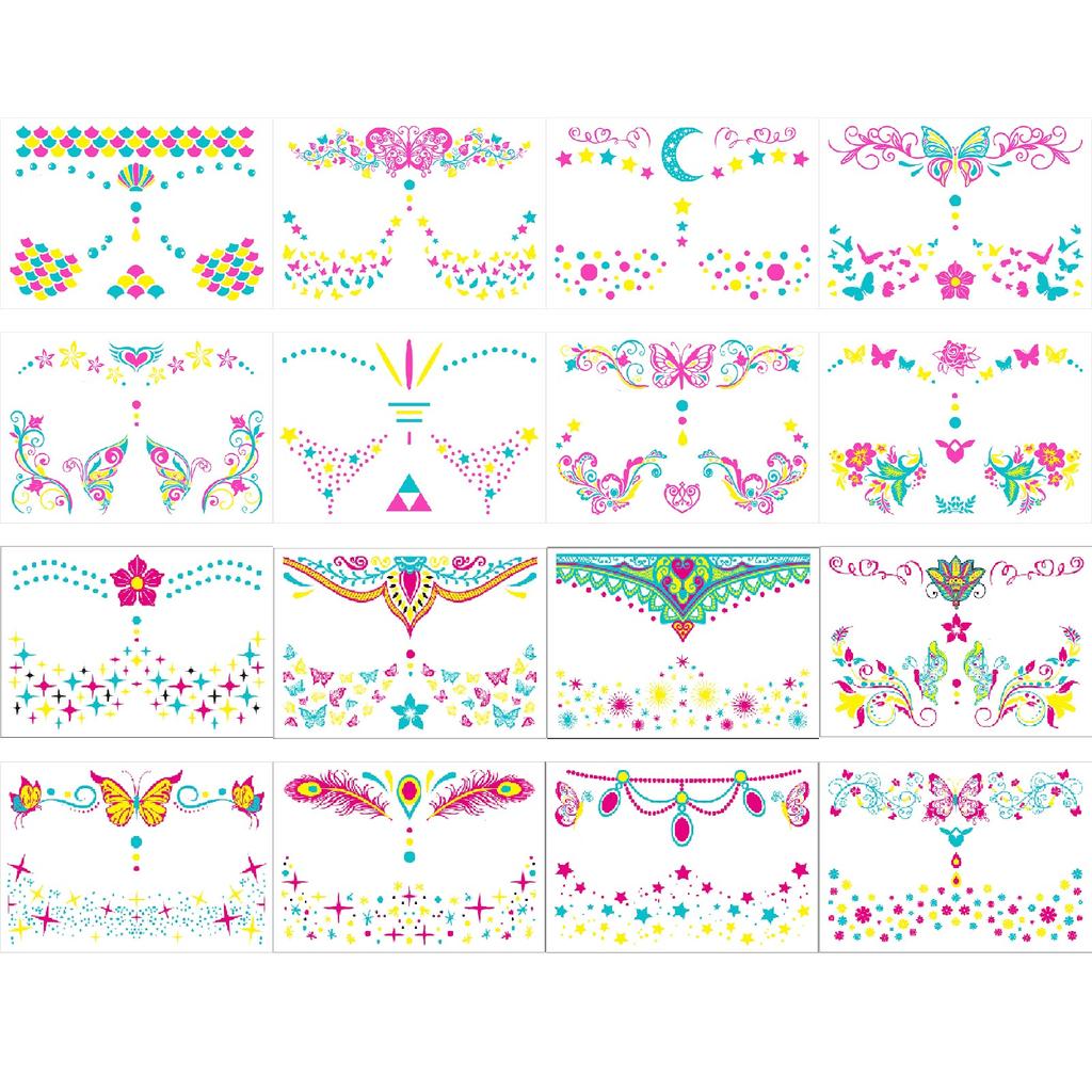 Карнавальный музыкальный фестиваль флуоресцентные наклейки для лица водонепроницаемые ночные клубы макияж шар неоновые светящиеся наклейки