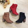 Retro Boots Women's Shoes 2024 New Square Heel Woman High Shoe Rubber Ankle Female Solid Platform Short Boots Zapatillas Mujer