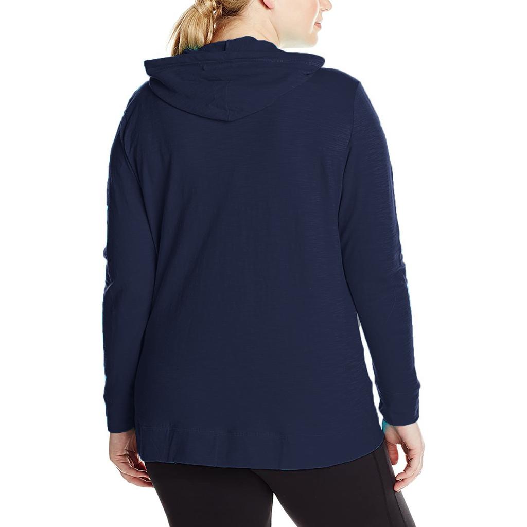 Women's Casual Solid Color Long Sleeve Loose Full Zip-Jersey Hoodie Tops Plus