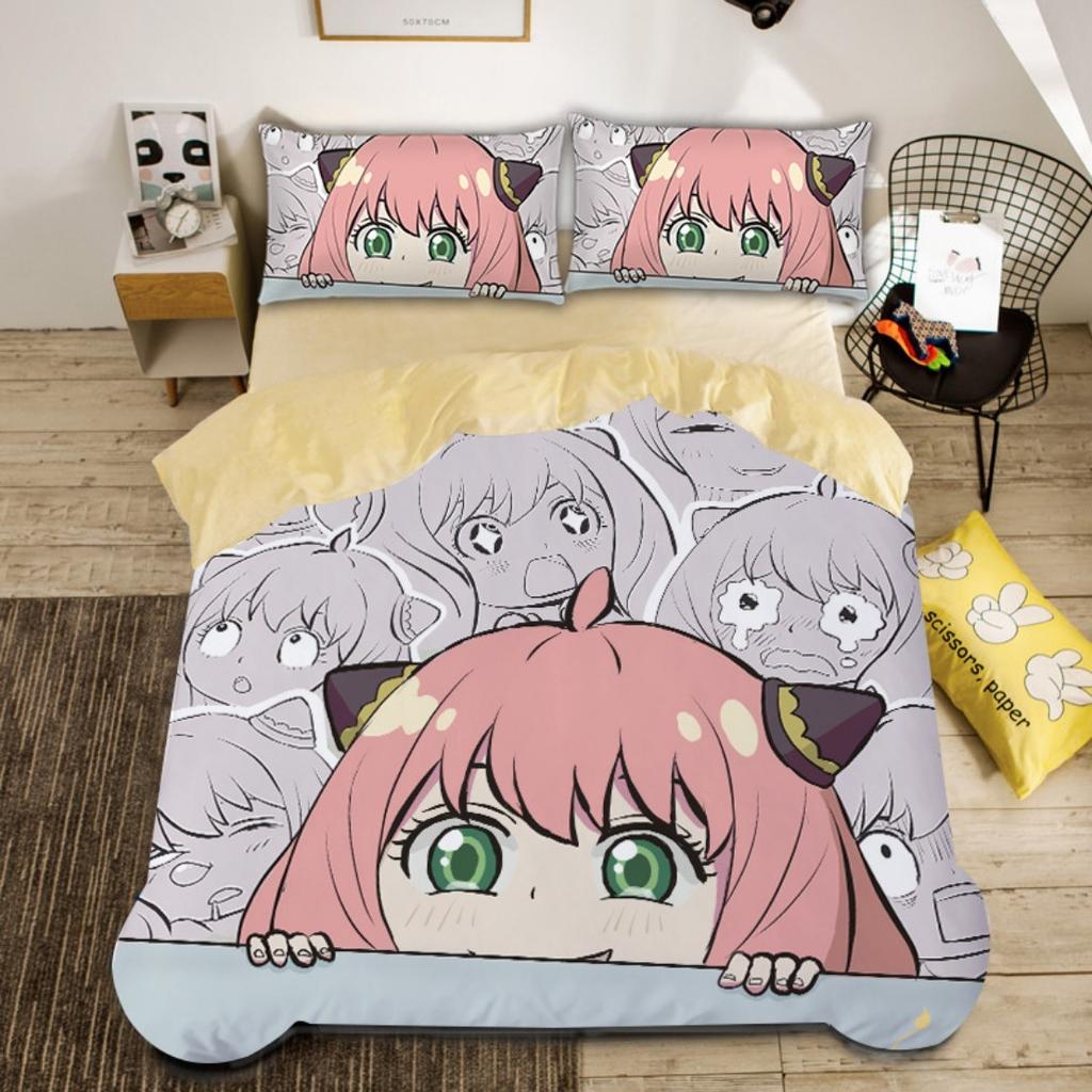 Комплект постельного белья Spy X Family, пододеяльник Spy Funny Anya, аниме-одеяло с наволочкой, односпальный/двуспальный/королевский/королевский