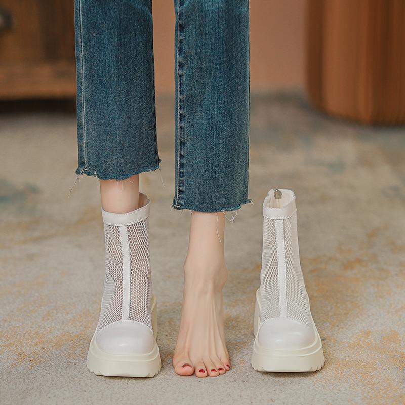 Полые ботинки Мартин женские новые летние 2025 тонкие сетчатые ботинки на высокой платформе, женские короткие ботинки на высоком каблуке