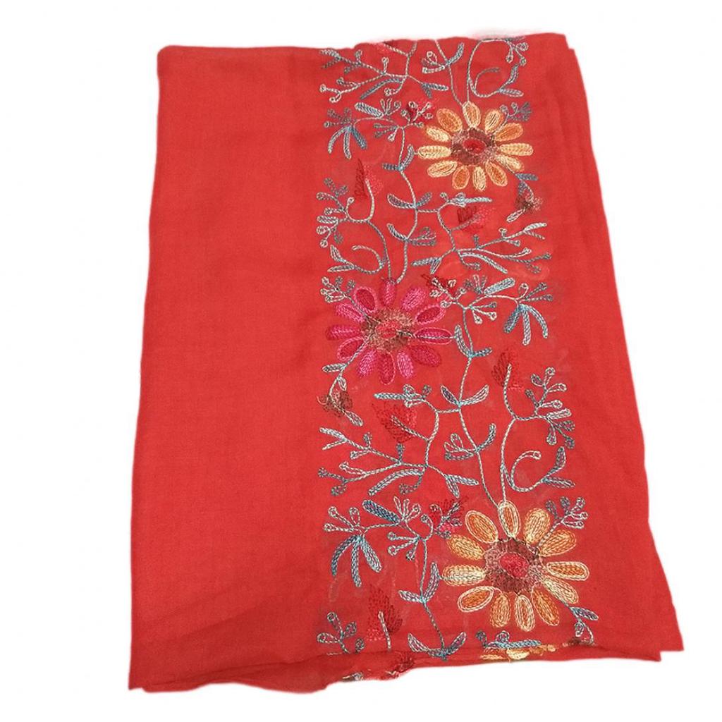 Embroidered Flower Scarf Cotton Women Long Wrap Bandana Scarves Girl Shawl Gift