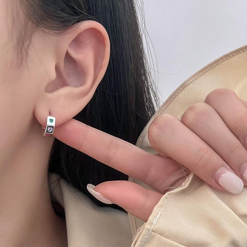 ANENJERY Красочные шестиугольные серьги-кольца с цирконием для женщин, модные, милые, персонализированные, вечерние ювелирные изделия, подарки