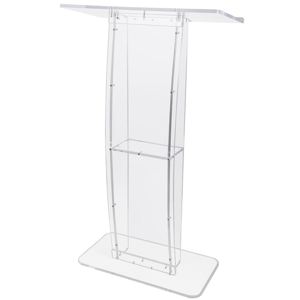 VEVOR Acrylic Podium, 119 cm Tall, Clear Acrylic Podium Stand with Wide Reading Surface & Storage Shelf