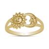 Solid Gold Tone 925 Sterling Silver Sun Moon Universe Band Rings For Women & Girls