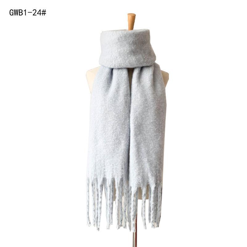Thickened Men's Solid Color Thick Tassel Warm Circle Sand Scarf Women's Shawl Keep