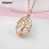 SIMJOO Hollow Out Christmas Tree Necklace Female Rose Gold Pendant Clavicle Chain
