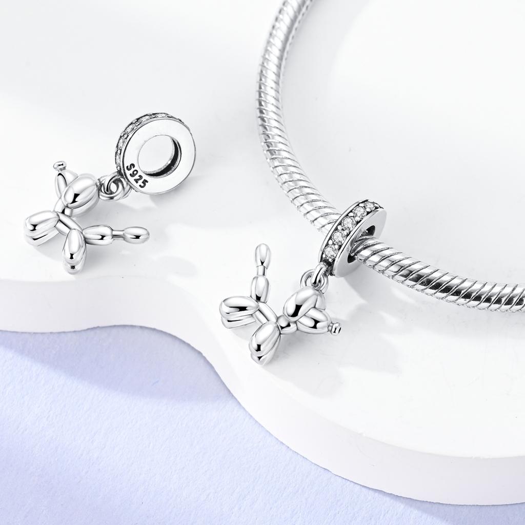 New In 925 Silver Balloon Poodle Pendant Charms Jewellery Fit 925 Original Bracelet For Women DIY Gift