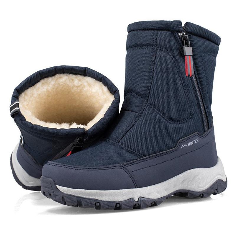 2024 Outdoor Winter Boots Men's Shoes Plus Velvet Thick Warm Snow Boots Waterproof Ski-proof Boots High-top Large Cotton Shoes