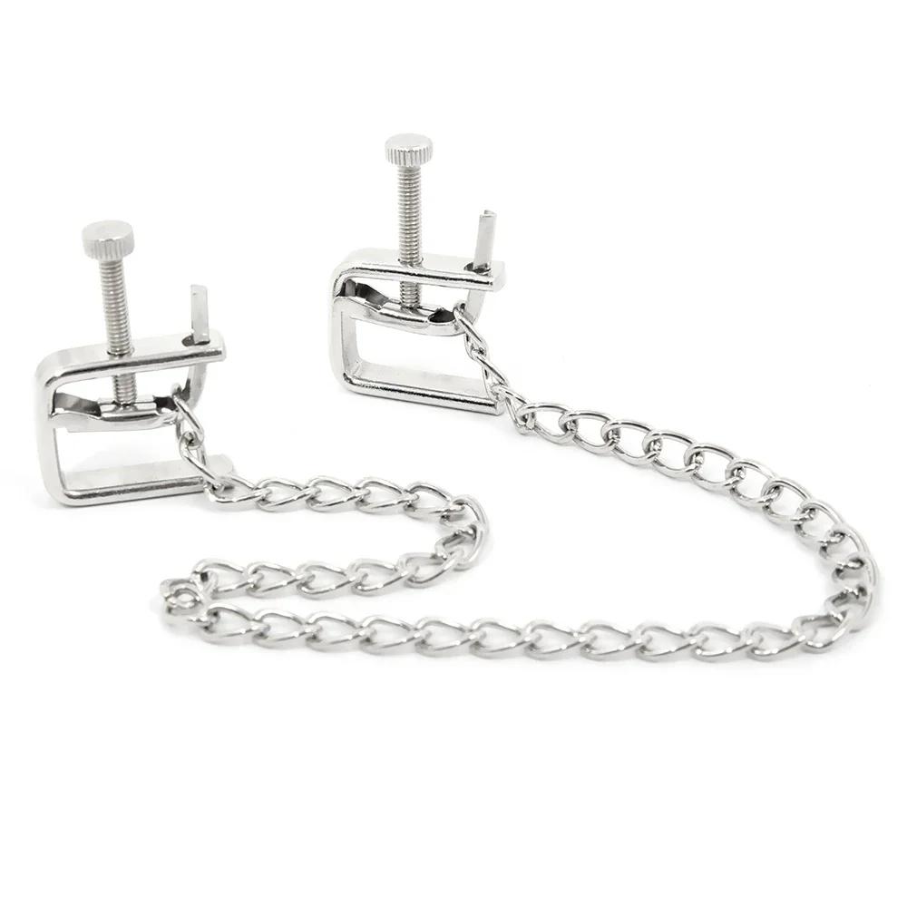 Регулируемые металлические цепочные зажимы для сосков, экстремальные фетиш-рабыни, секс-товары для взрослых, инструменты для секс-игр, эротические товары