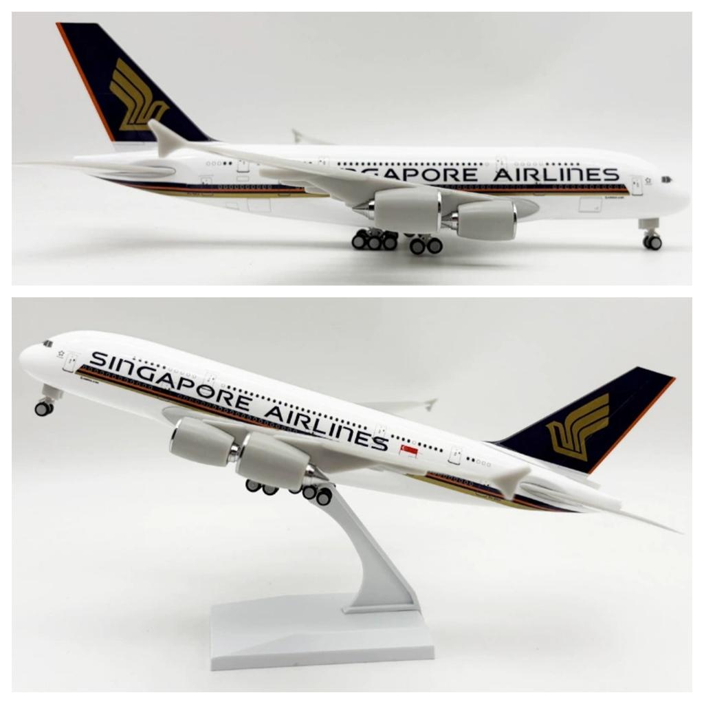 Toy Planes 30CM A380 Singapore Airplane Models 1/240 Resin Scale Plane Model A380 Collectible Aircraft with Wheels Decoration