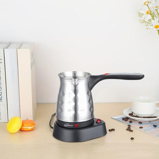 Stainless Steel Electric Coffee Pot 0.5L Large Capacity Coffee Maker Wax Melting Pot Heat-Resistant Handle Drip-Free Pour Spout Portable Coffee Brewer