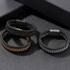 12 мм черный браслет из натуральной кожи для мужчин плетеные мужские браслеты из воловьей кожи и нержавеющей стали с магнитной застежкой с гравировкой