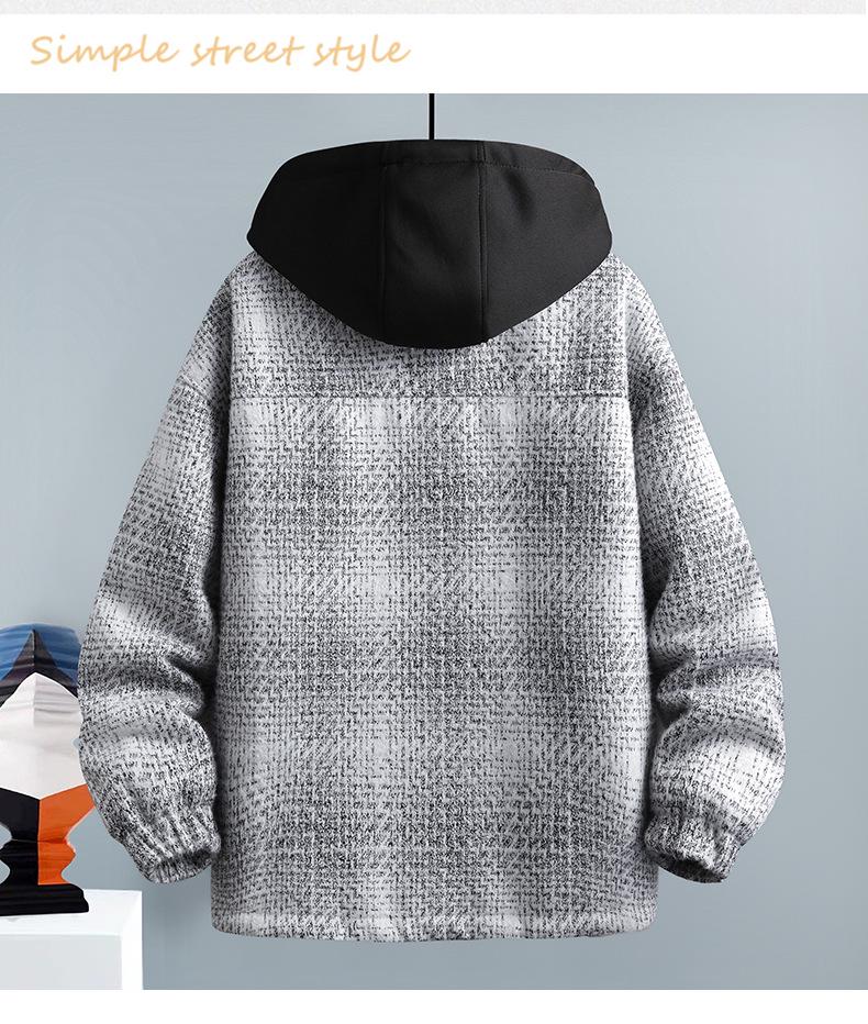 Модный двубортный мужской пальто из искусственной шерсти с бархатной подкладкой