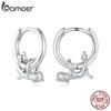 BAMOER, настоящее серебро 925 пробы, милые кошачьи уши, пряжки для домашних животных, серьги-кольца с покрытием из белого золота для женщин, вечерние ювелирные изделия