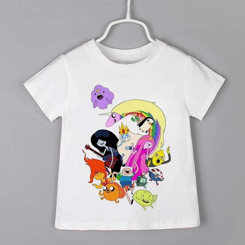 Cartoon Print Kids T-shirt Kids Anime Time Treasure Adventure Summer Funny Tees Boys/Girls Tops Baby Casual Children Clothing