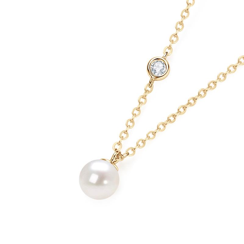 Fashion Jewelry Daily Casual Necklace 925 Sterling Silver 3mm Zircon 7mm Pearl Pendant Necklace for Women Wedding Party Gift