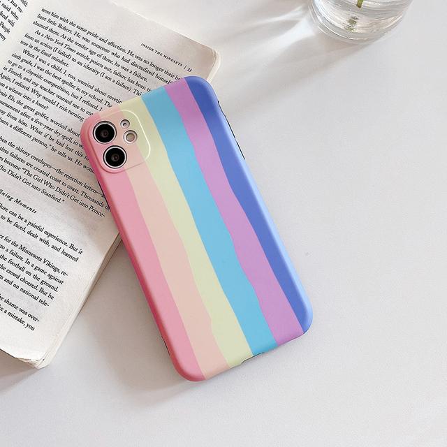Rainbow Phone Case For iPhone 12 13 14 Pro 12 Mini 11 11 Pro Max XR XS Max 7 8 Plus X SE 2020 Gradient Color Silicone Back Cover