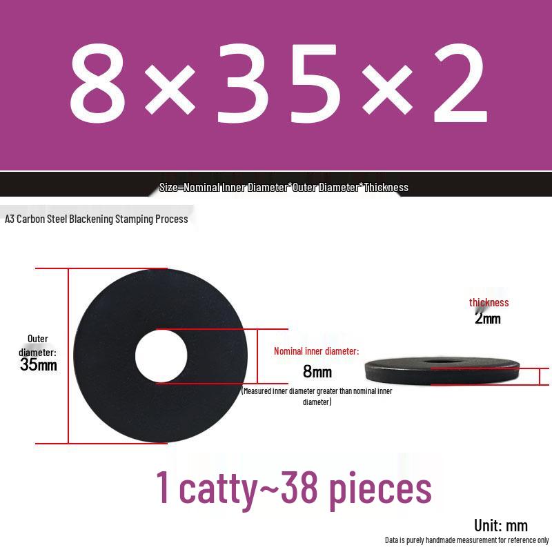 Black Oversized Thickened Round Metal Flat Washer Spacer for Home Use