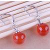925 Sterling Silver Gold-Plated Red Pendant Earrings, 2 cm