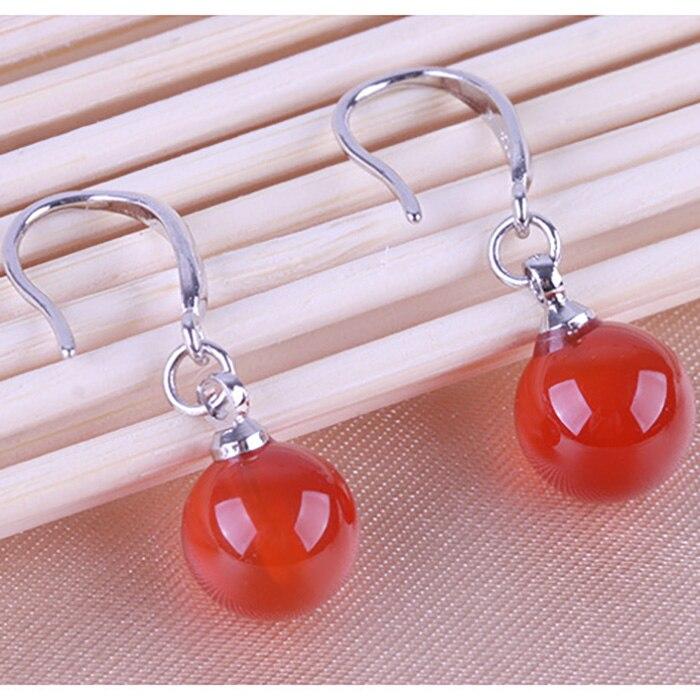 925 Sterling Silver Gold-Plated Red Pendant Earrings, 2 cm