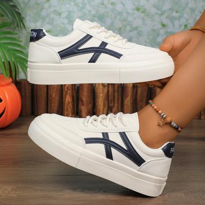 Женские повседневные кроссовки для активного отдыха 2024 года, весна-осень, круглый носок, спортивная обувь на шнуровке, вулканизированная обувь Zapatos De Mujer